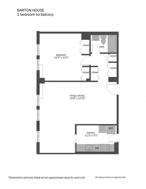 a floor plan of a unit with a bedroom and a living room